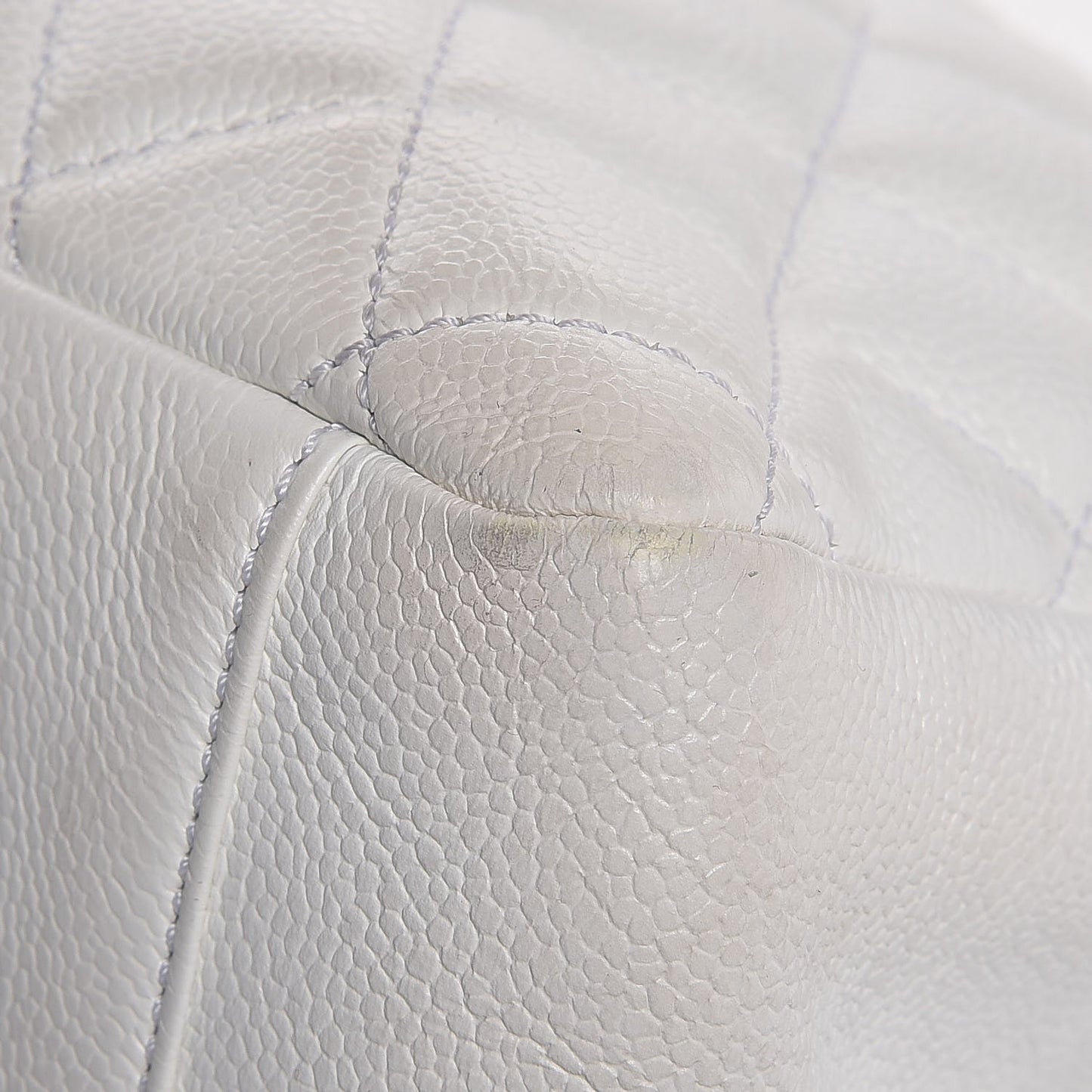 Caviar Quilted Grand Shopping Tote GST White