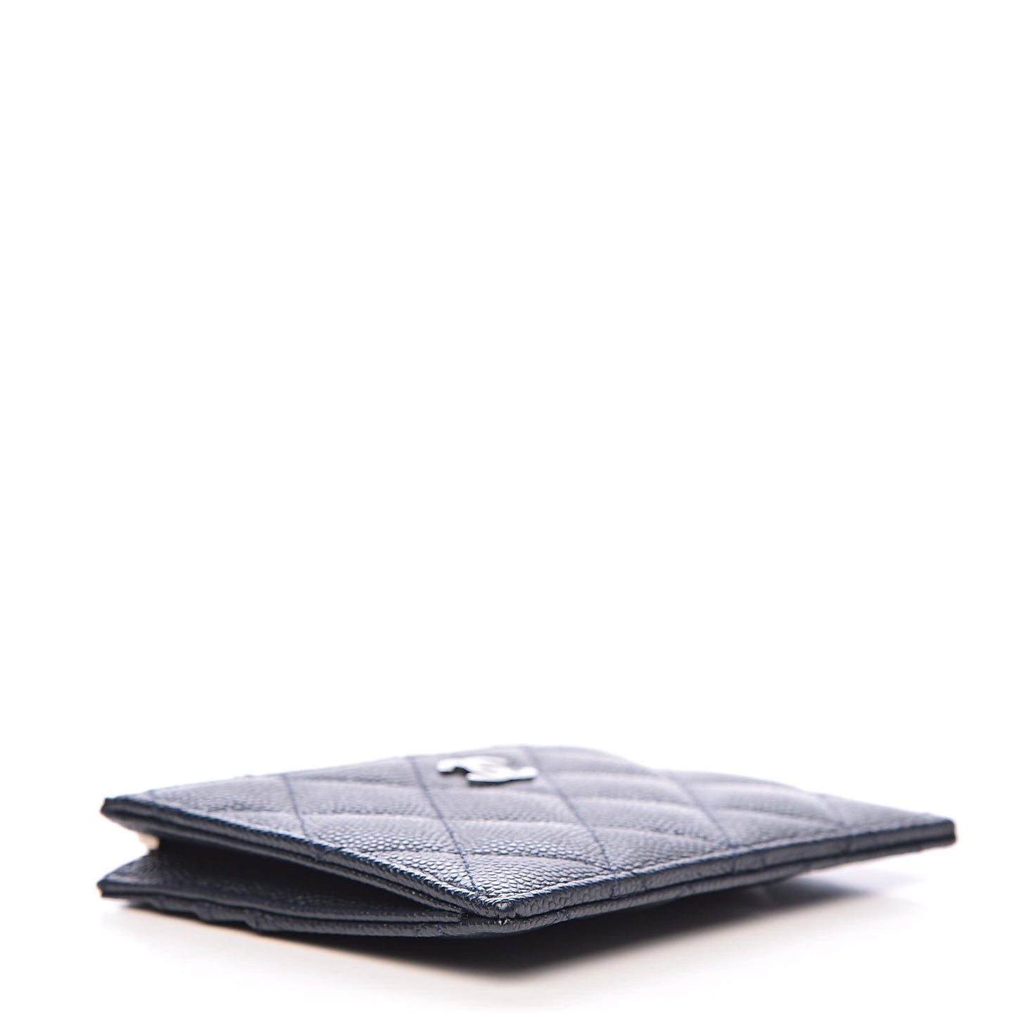 Caviar Quilted CC Zip Card Holder Navy