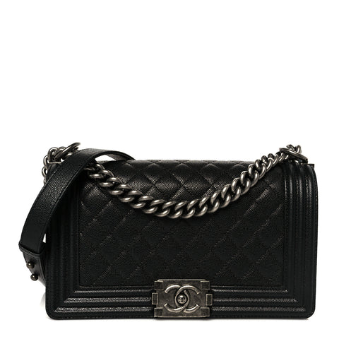 Caviar Quilted Medium Boy Flap Black