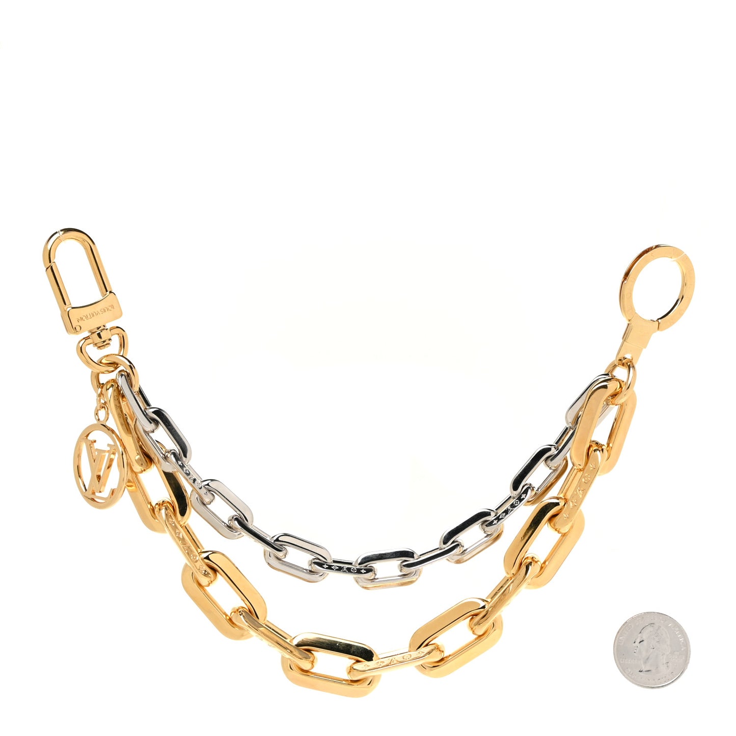 Metal LV Edge Chain Bag Charm Silver Gold