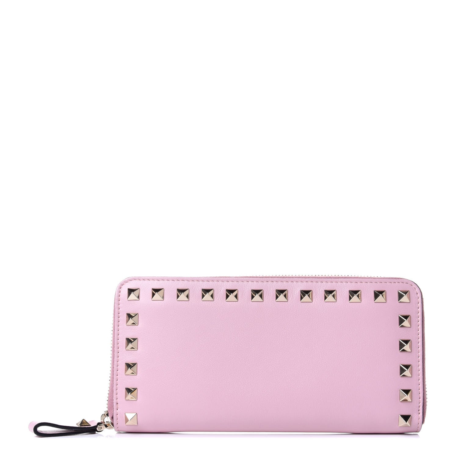 Valentino Garavani Calfskin Rockstud Zip Around Wallet Cipria 1 of 6