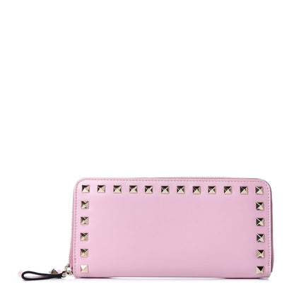 Valentino Garavani Calfskin Rockstud Zip Around Wallet Cipria 1 of 6