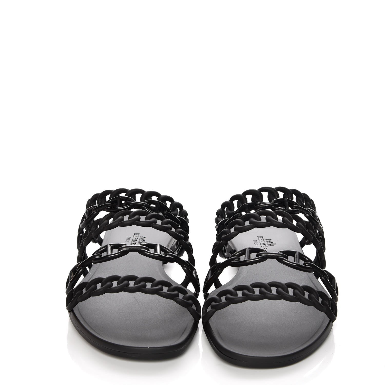 Hermes Rubber Chaine d'Ancre Nude Sandals 40 Black 2 of 8