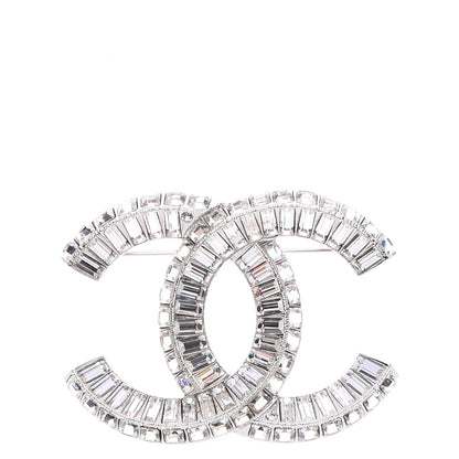 Chanel Baguette Crystal CC Brooch Silver 1 of 5