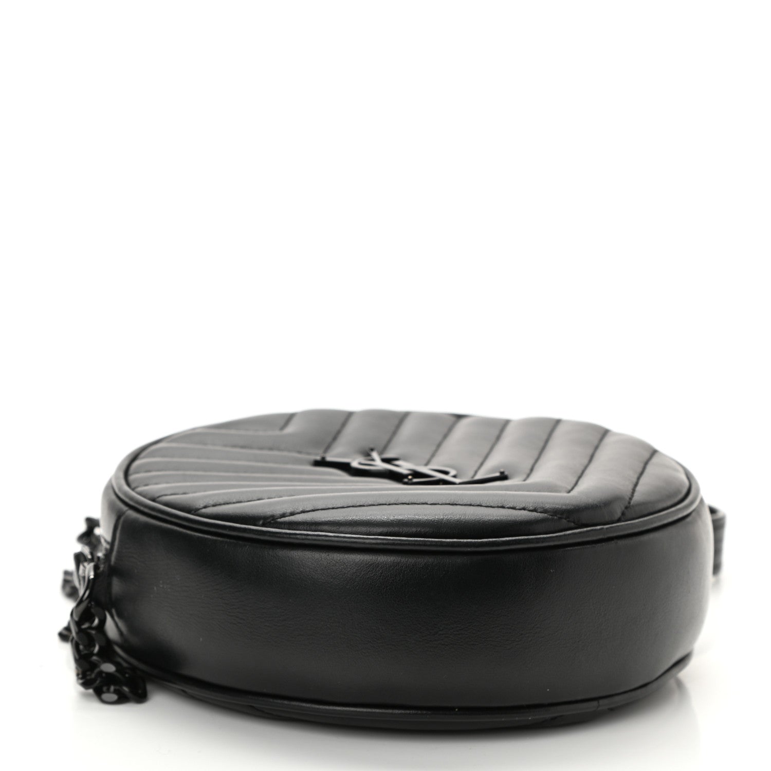 Saint Laurent Calfskin Matelasse Chevron Round Vinyle Camera Bag Black 4 of 8