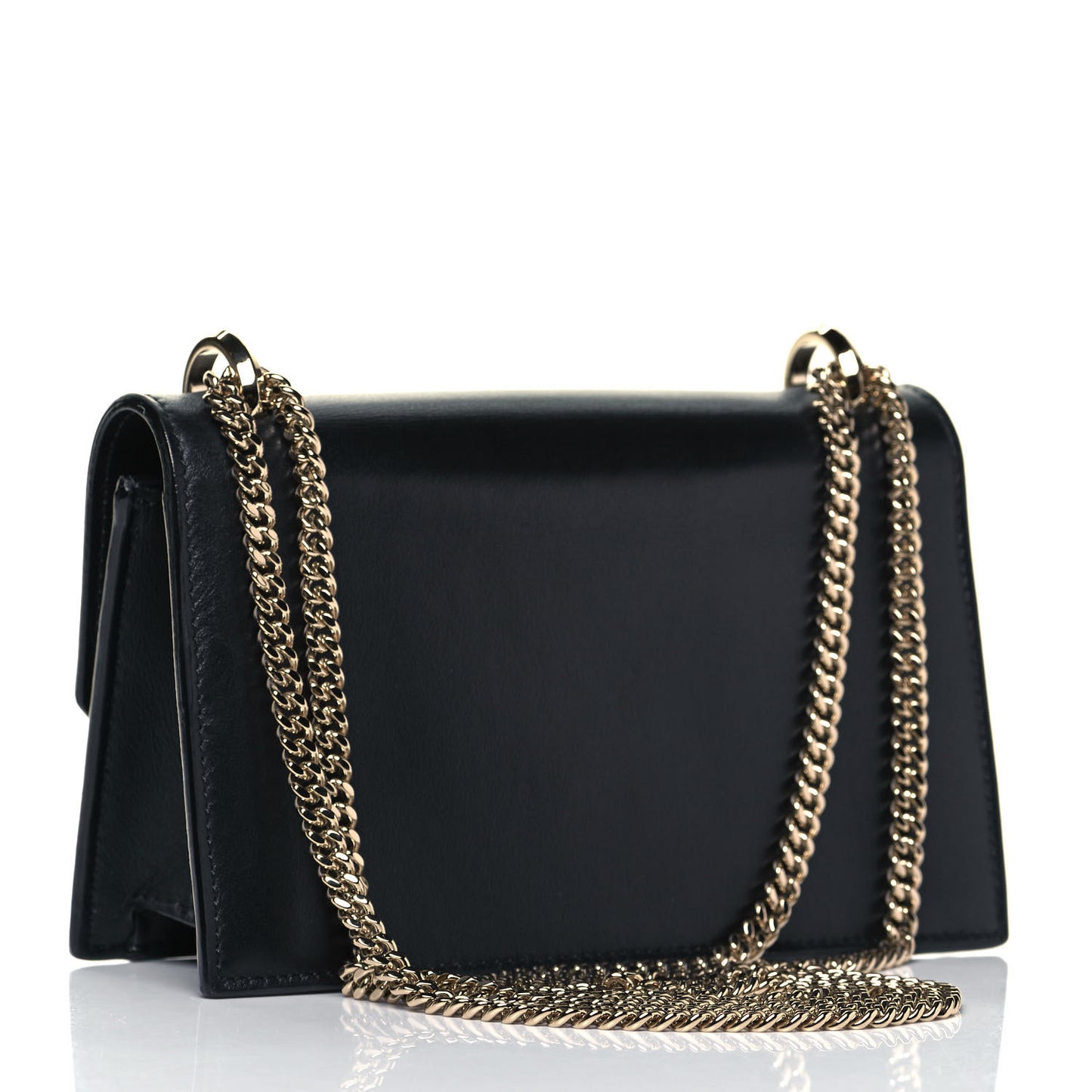 Smooth Calfskin Crystal Snake Buckle Paris Crossbody Bag Black