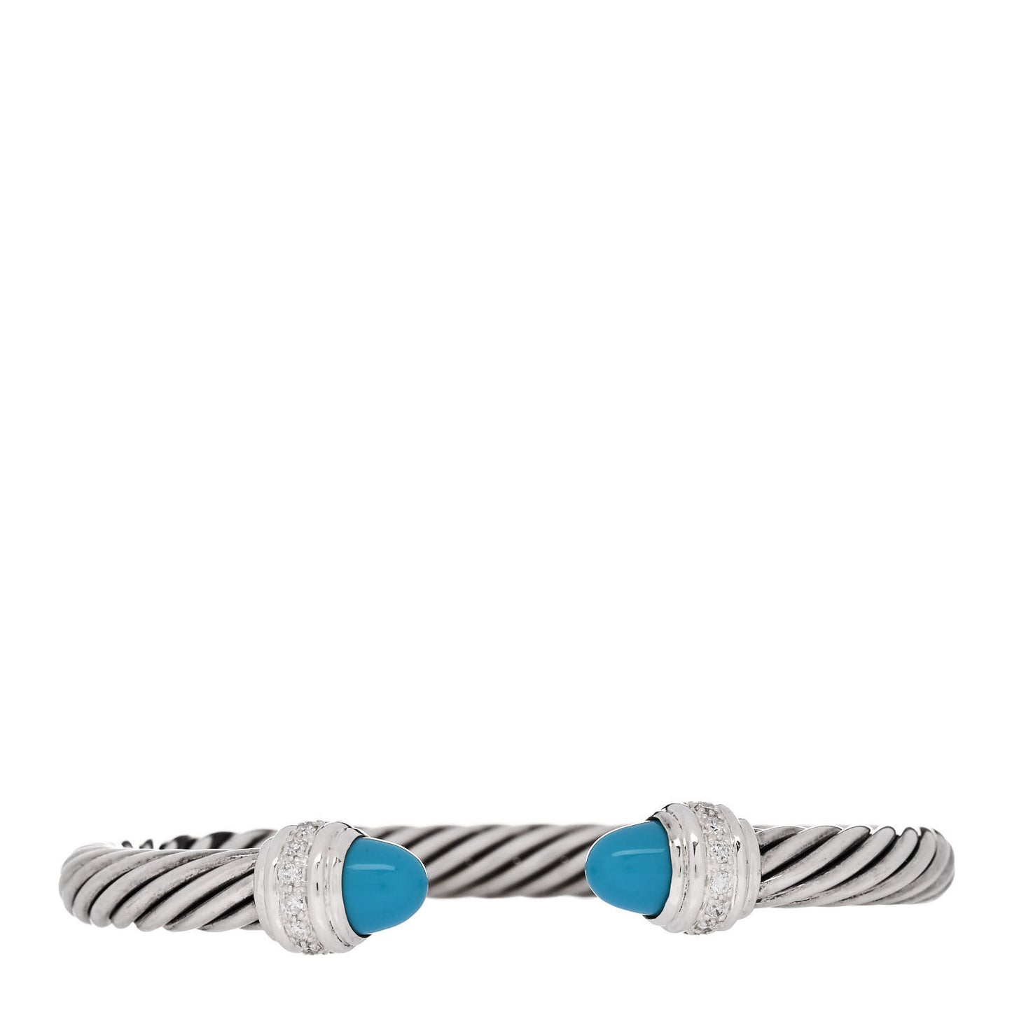 Sterling Silver Diamond Turquoise 7mm Cable Classics Bracelet