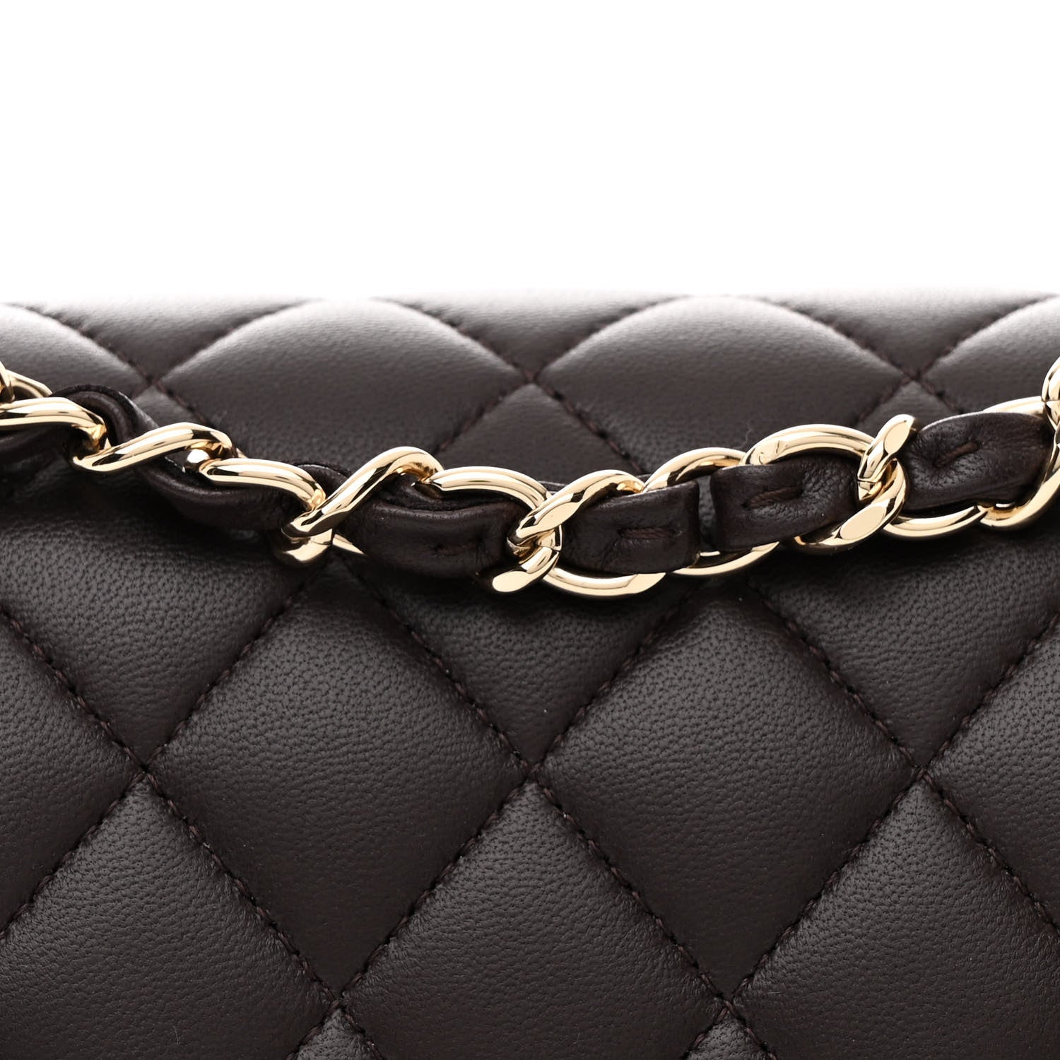 Chanel Lambskin Quilted Small Double Flap Dark Brown 8 of 10