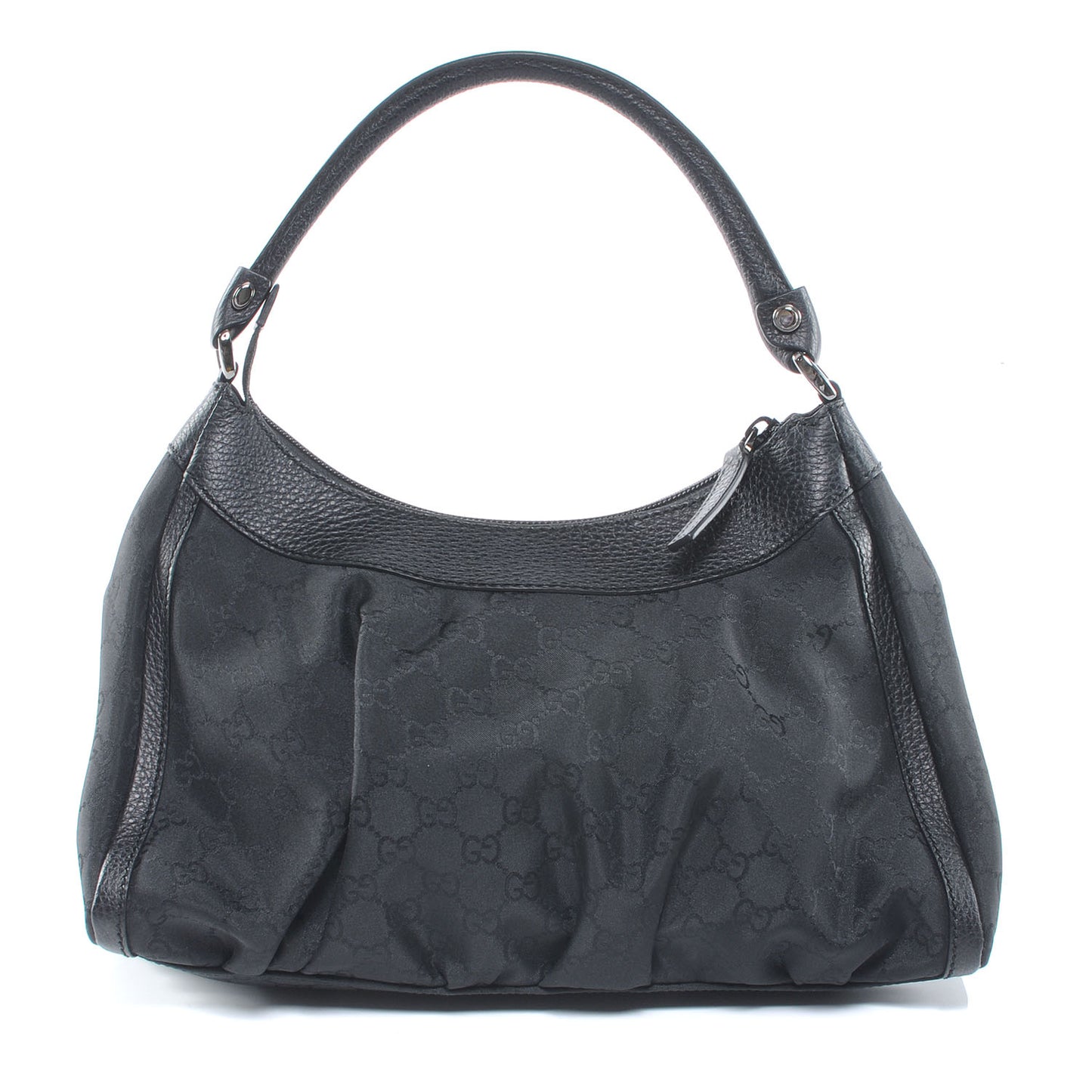 Nylon Monogram Silver D Ring Hobo Black