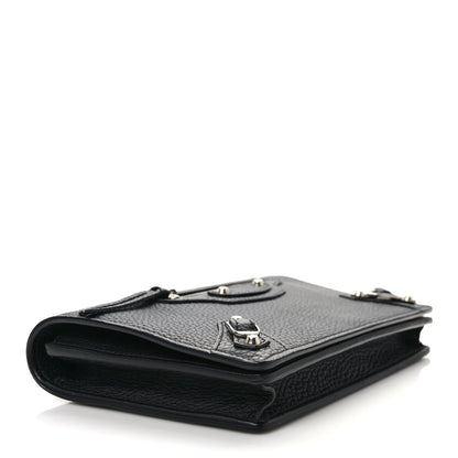 Balenciaga Grained Calfskin Classic Silver Hardware Wallet on Chain Black 4 of 12