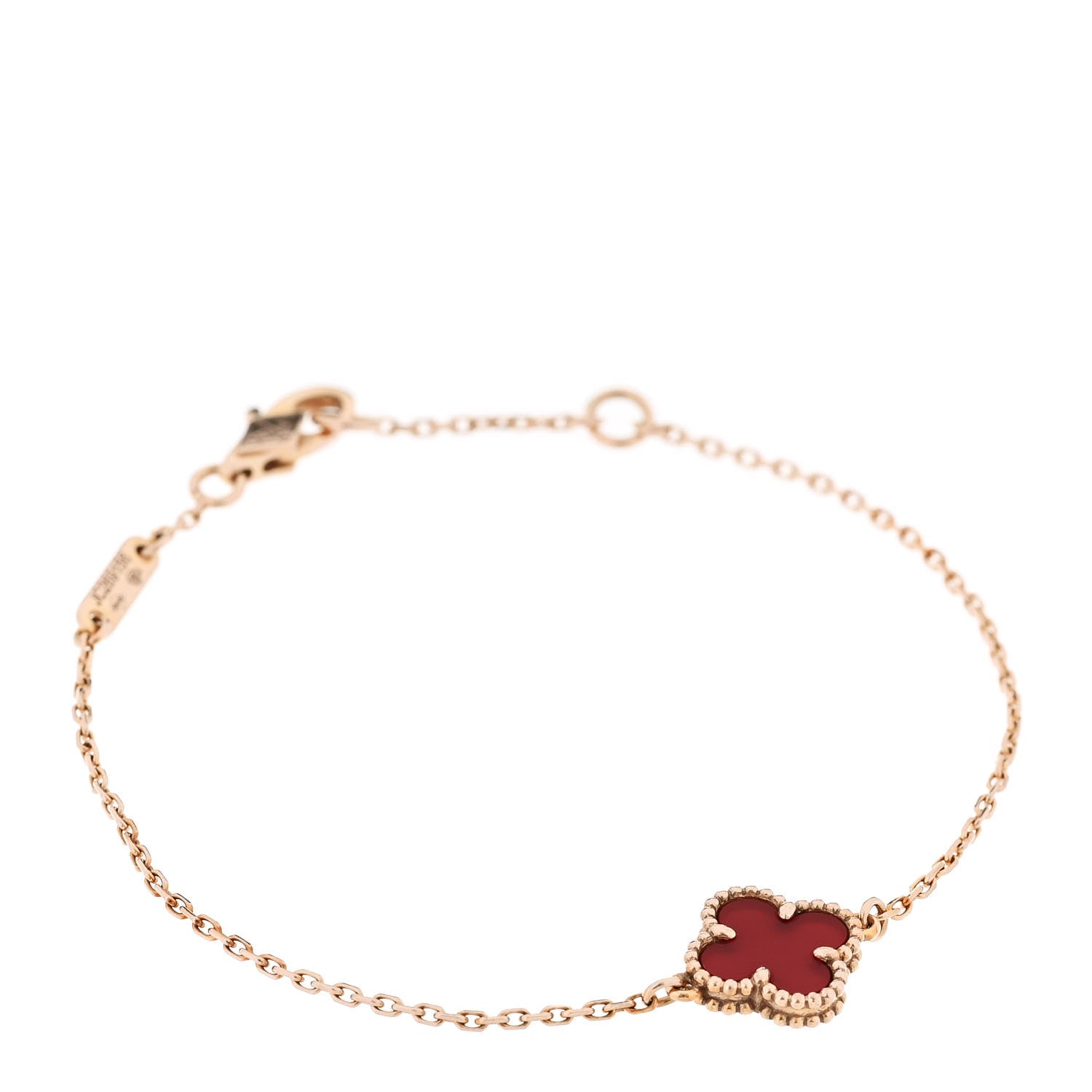 Van Cleef & Arpels 18K Rose Gold Carnelian Sweet Alhambra Bracelet 1 of 4