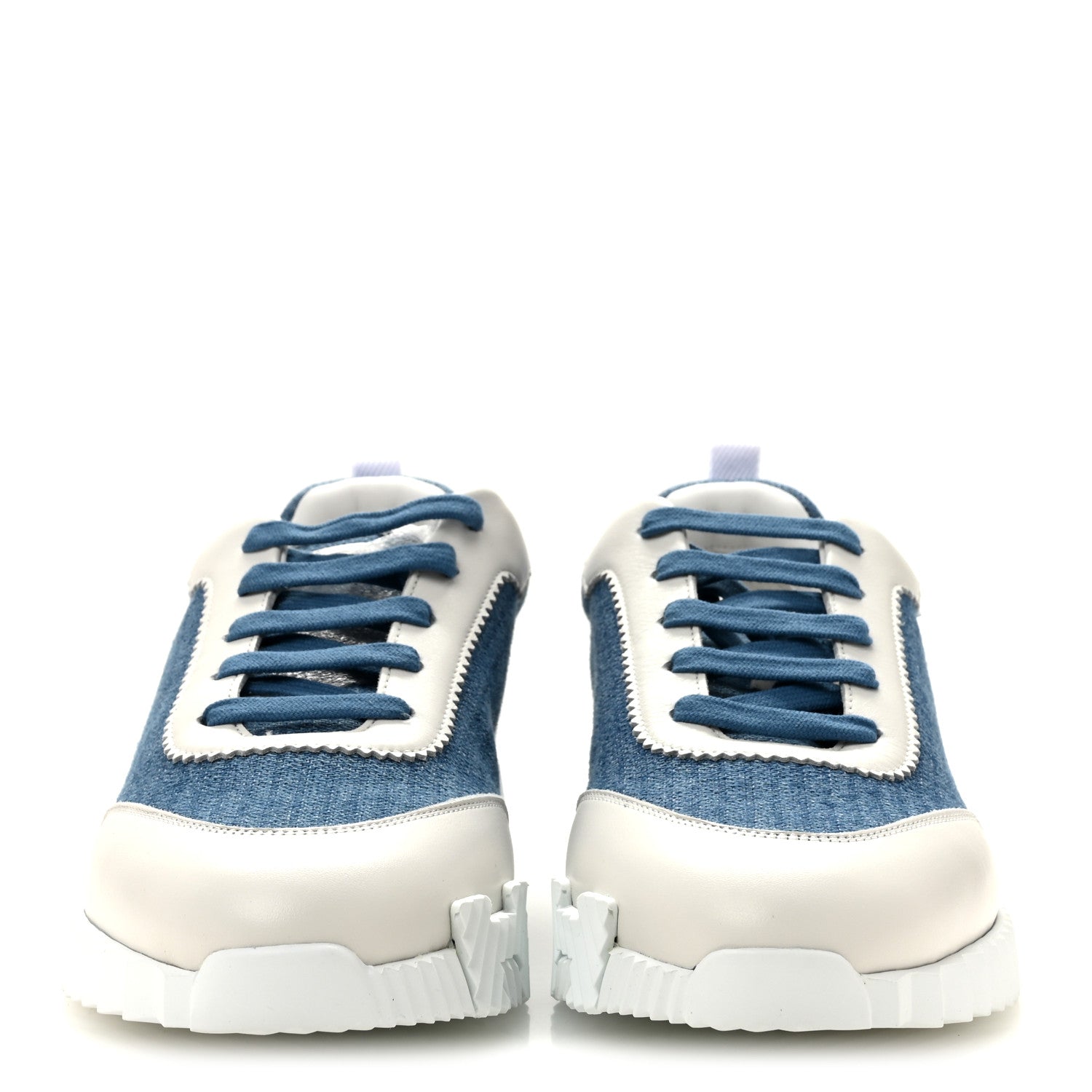 Hermes Denim Suede Goatskin Bouncing Sneakers 40.5 Bleu Clair White 3 of 11