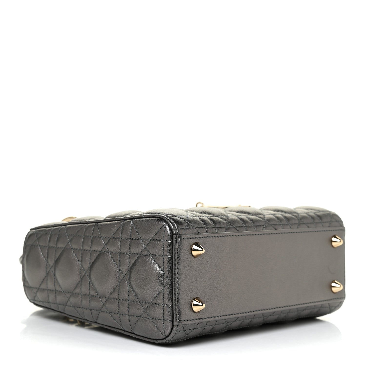 Christian Dior Metallic Grained Calfskin Cannage My ABCDior Lady Dior Gunmetal 3 of 10