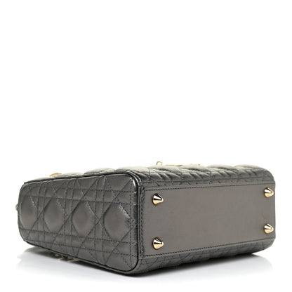 Christian Dior Metallic Grained Calfskin Cannage My ABCDior Lady Dior Gunmetal 3 of 10