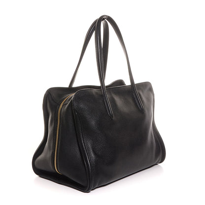 Alexander McQueen Pebbled Calfskin Medium Skull Padlock Zip Around Tote Black 3 of 8