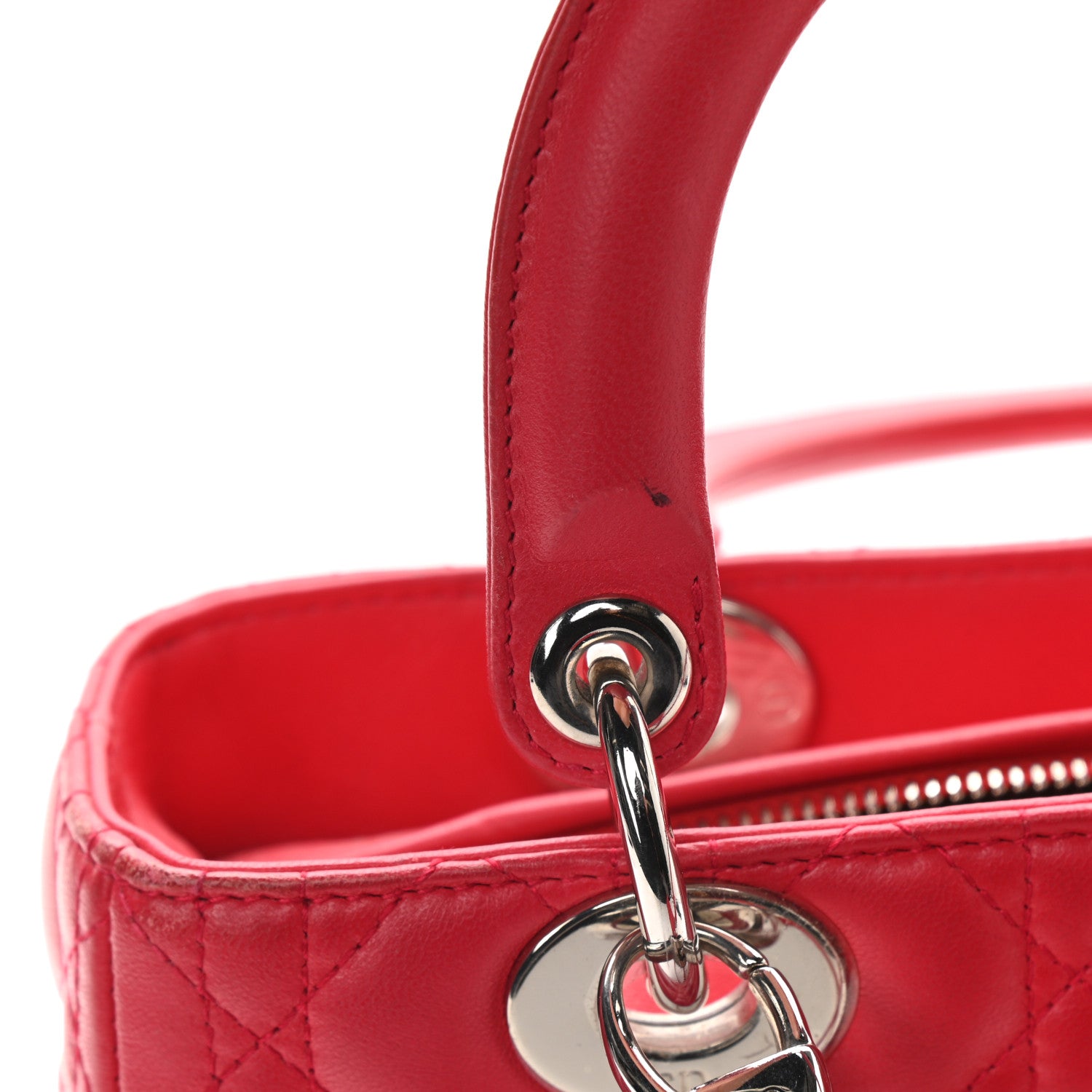 Christian Dior Lambskin Cannage Medium Lady Dior Red 11 of 12