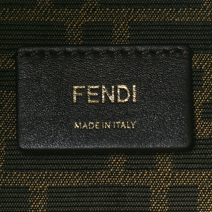 Fendi Fabric Jacquard Shiny Nappa FF 1974 Logo Threaded Edge Mini Mon Tresor Bucket Bag Tobacco Moro Giallo Fluo 7 of 12