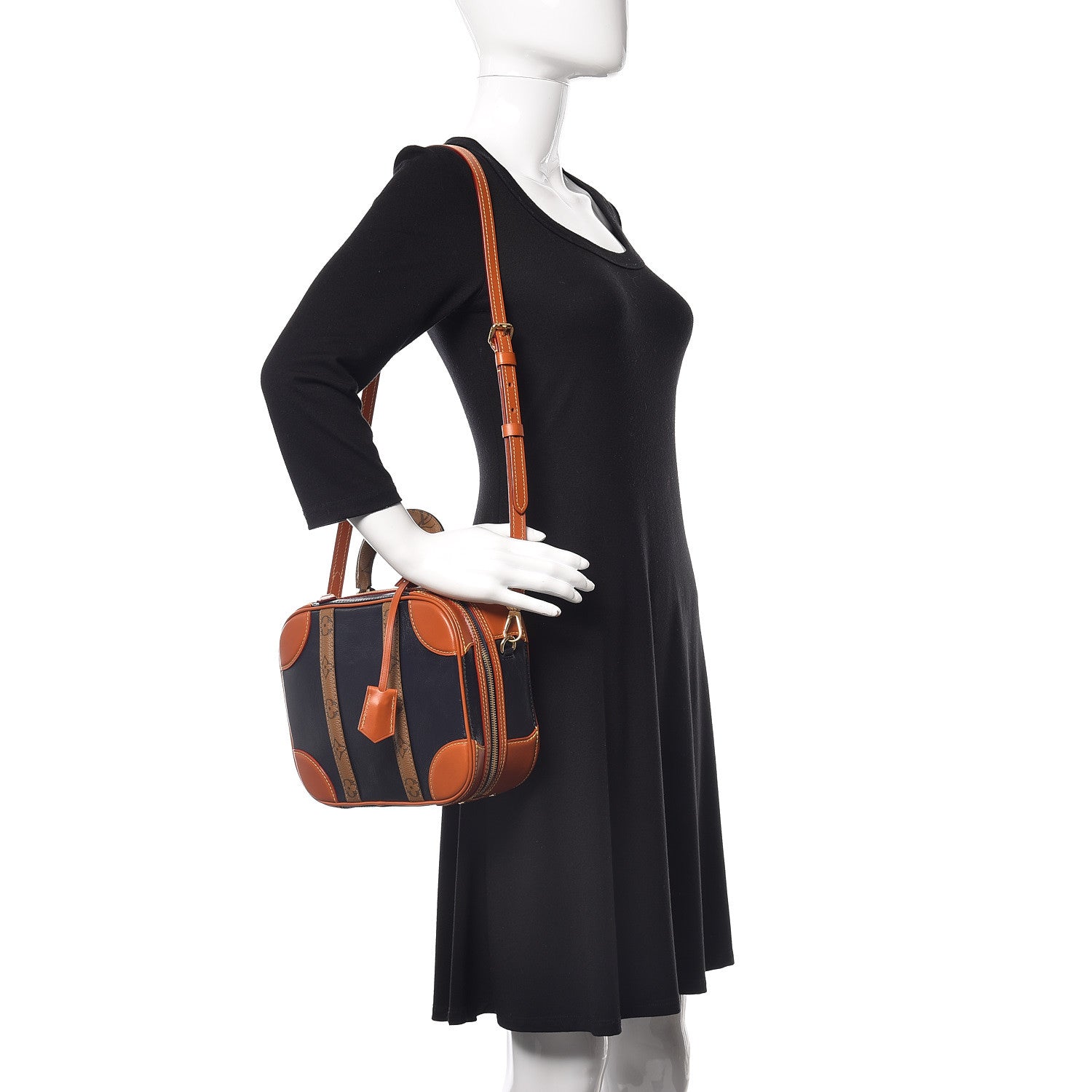 Louis Vuitton Calfskin Reverse Monogram Valisette PM Navy Caramel 2 of 12