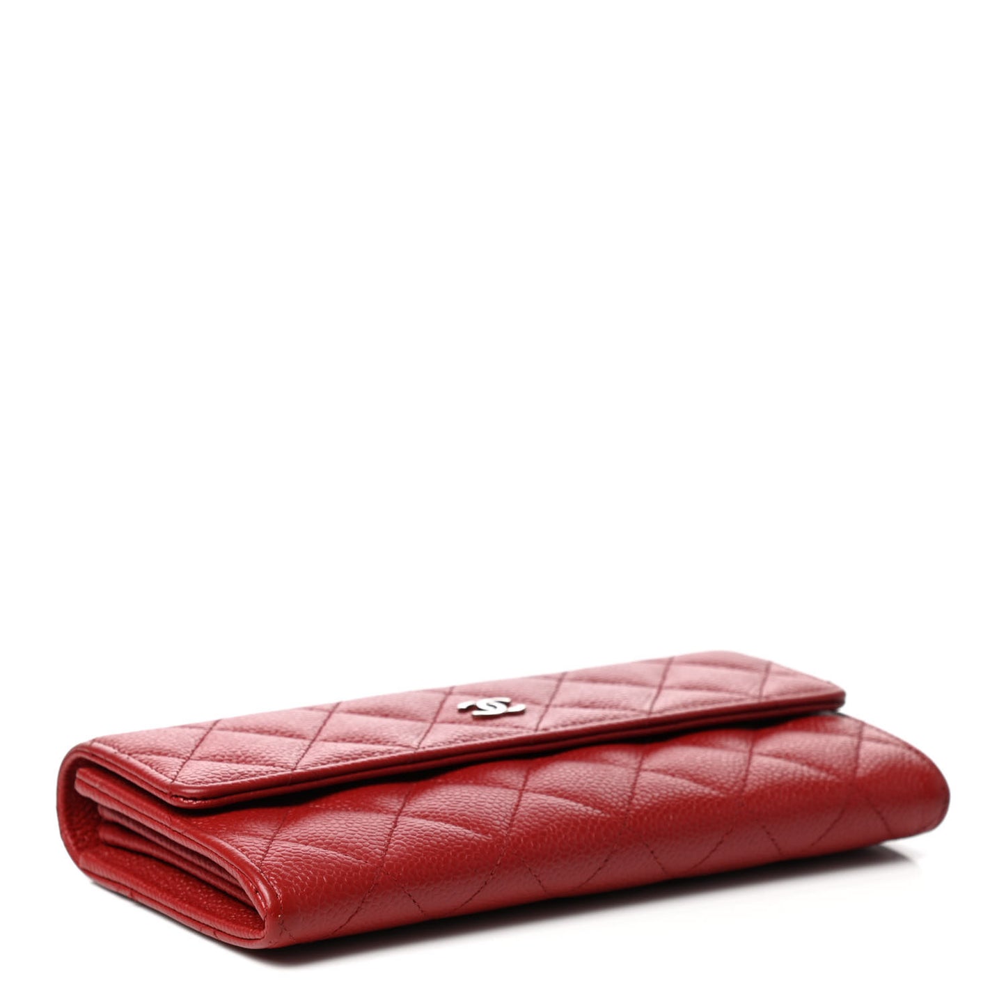 Caviar Quilted Large Gusset Flap Wallet Red