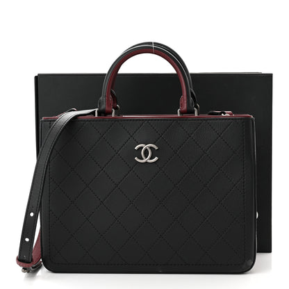 Chanel Bullskin Stitched Bi-Color Medium Shopping Tote Black 16 of 16