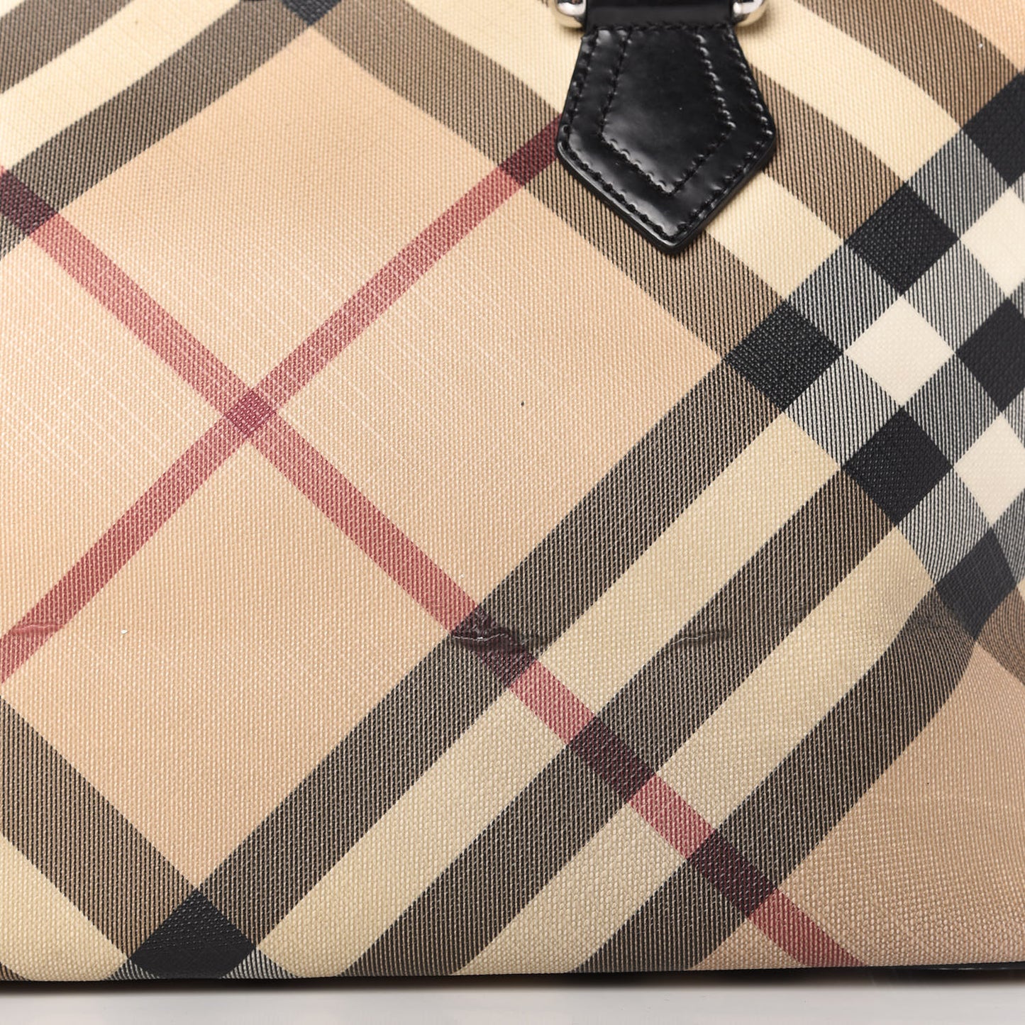Patent Trim Nova Check Shopper Tote Black