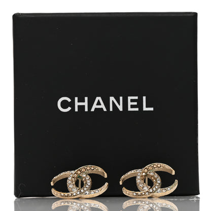 Chanel Crystal CC Moon Earrings Gold 5 of 5