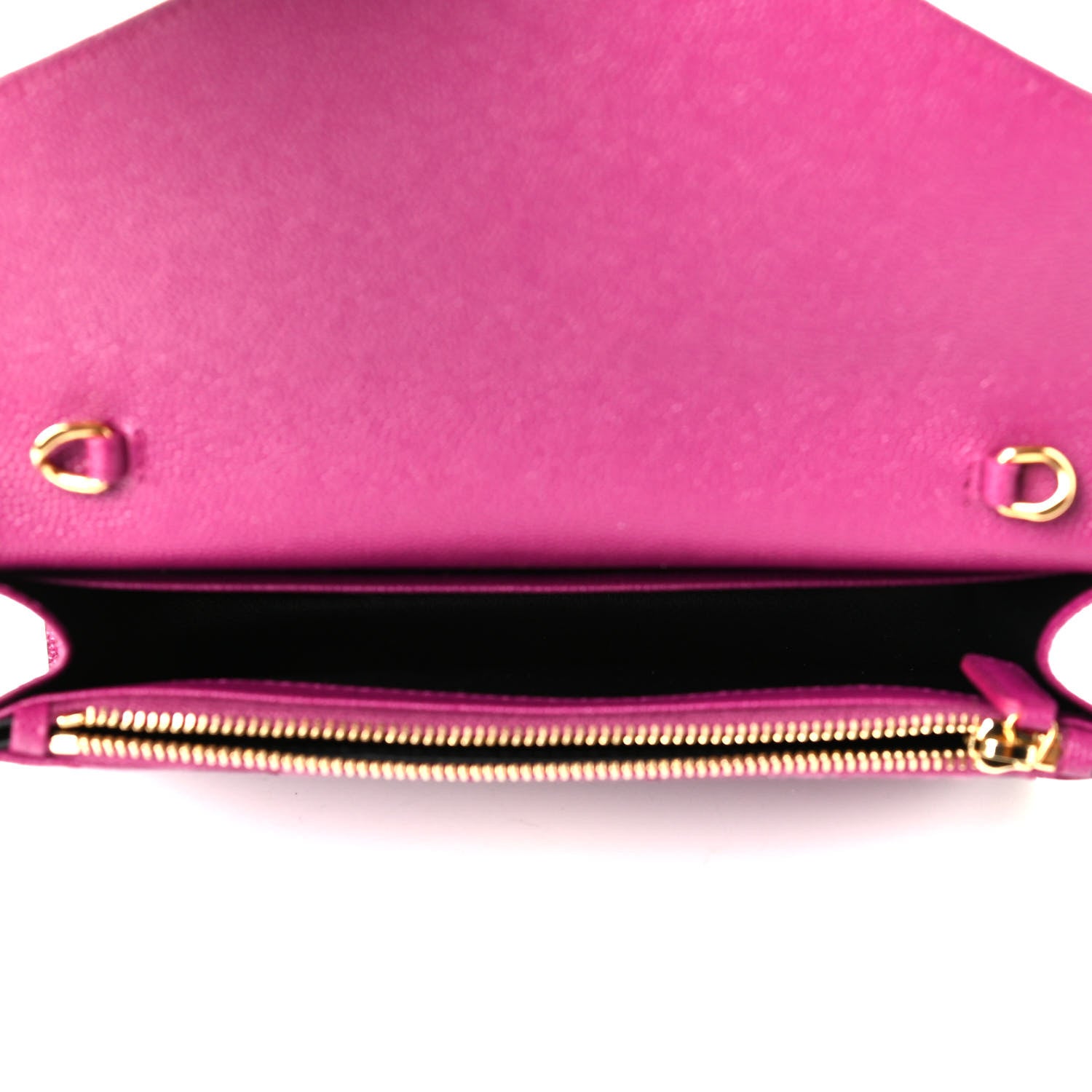 Saint Laurent Grain De Poudre Matelasse Chevron Monogram Envelope Chain Wallet Dark Grape 4 of 6