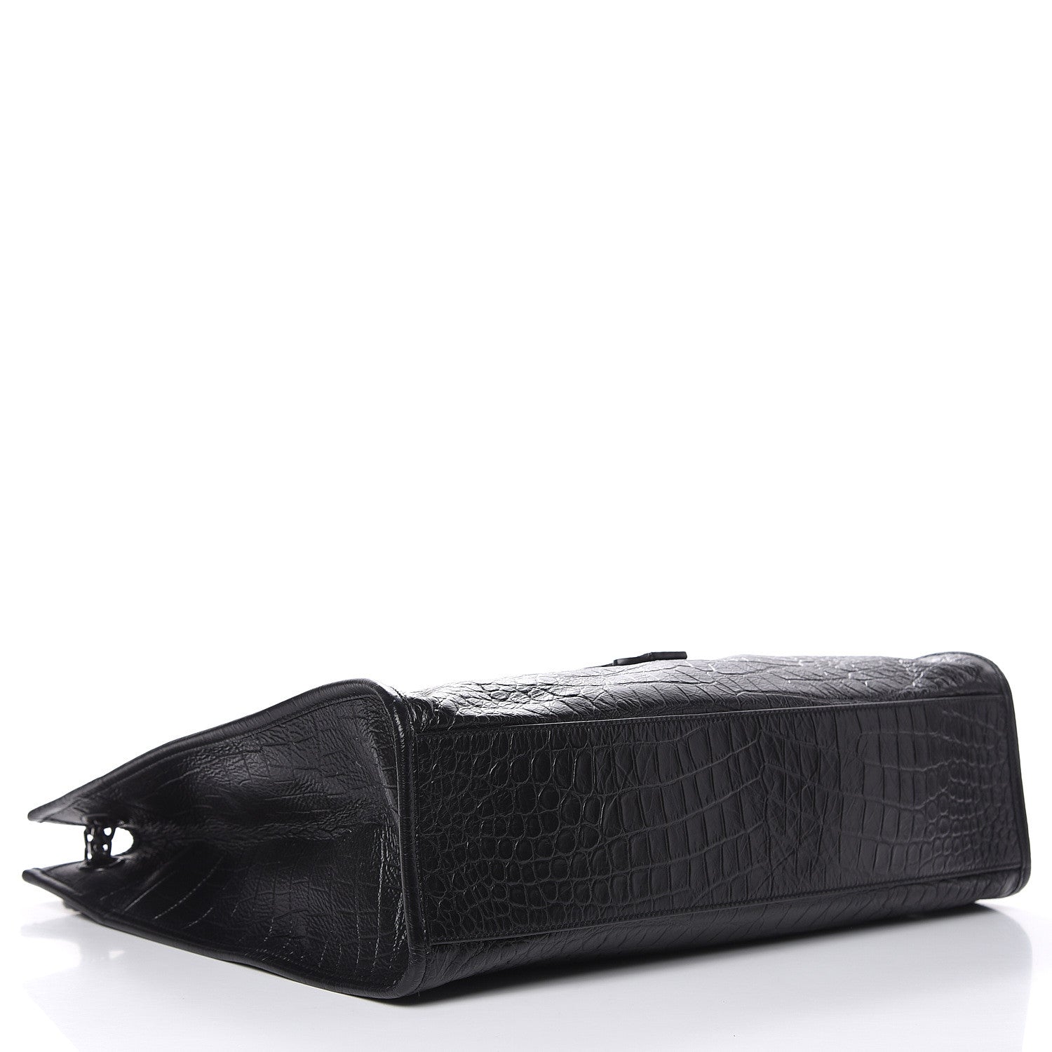 Saint Laurent Calfskin Crocodile Embossed Monogram Large Niki Shopping Bag Black 4 of 10