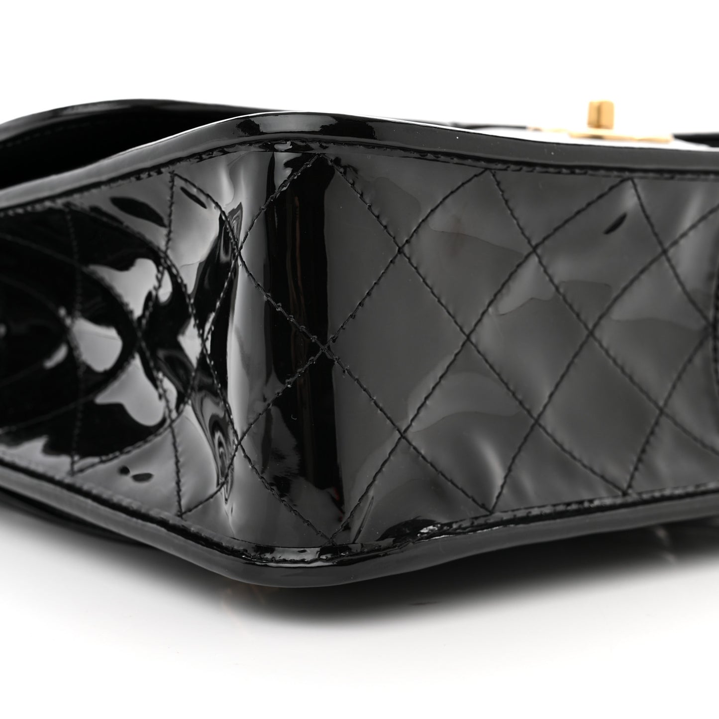 Patent Quilted Large School Memory Top Handle Flap Black