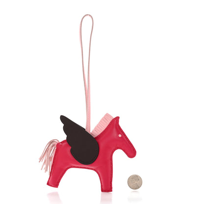 Hermes Milo Lambskin Grigri Rodeo Pegase Horse Bag Charm MM Framboise Rose Sakura Rouge Sellier 2 of 5