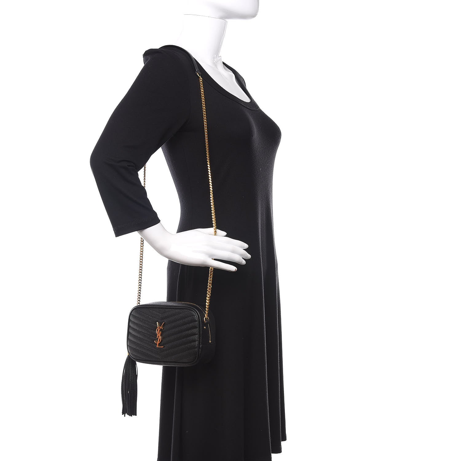 Saint Laurent Grain De Poudre Matelasse Monogram Mini Lou Camera Bag Black 2 of 9