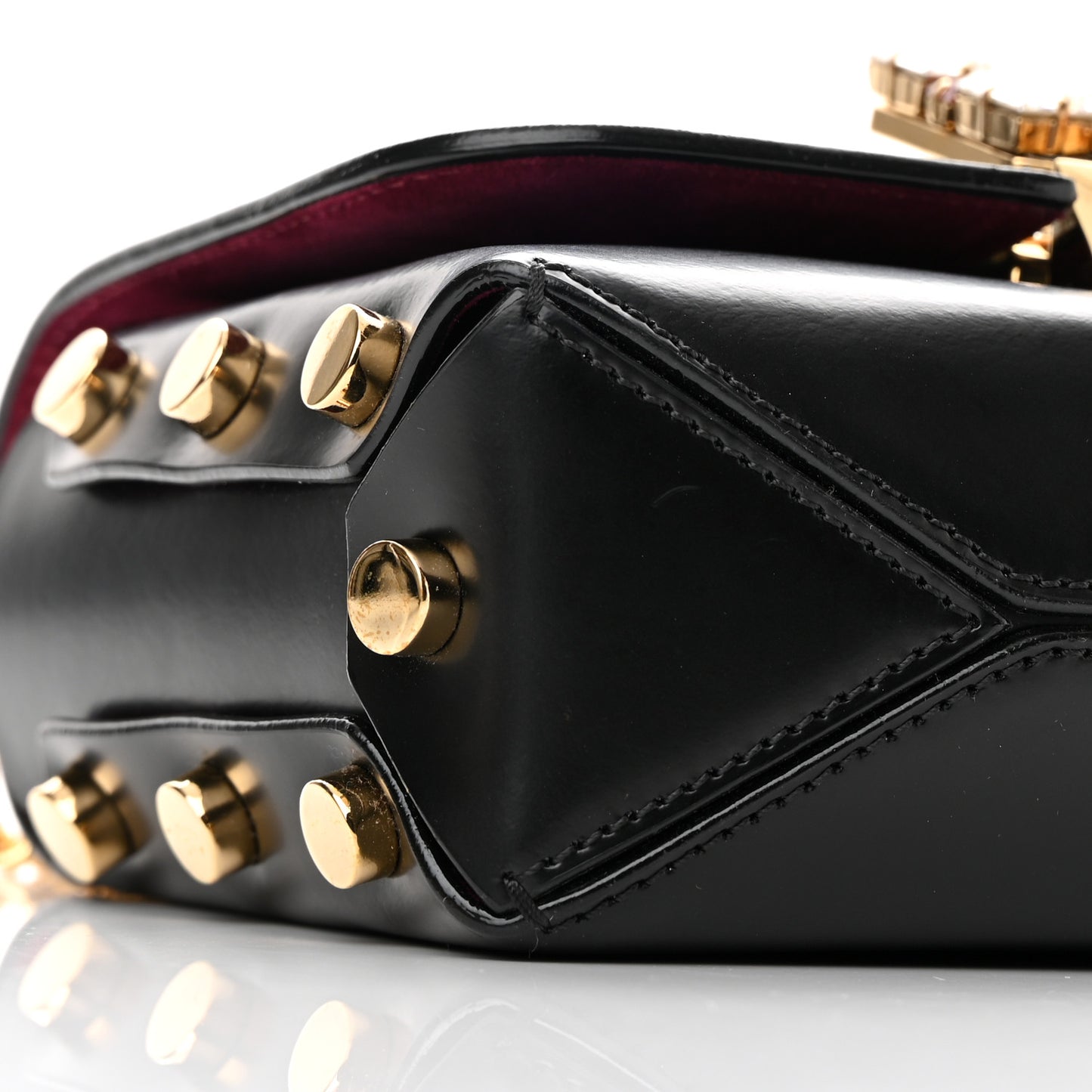 Smooth Calfskin Crystal Embellished Lockett City Shoulder Bag Black