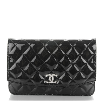 Chanel Patent Quilted Brilliant Wallet On Chain WOC Black 1 of 8