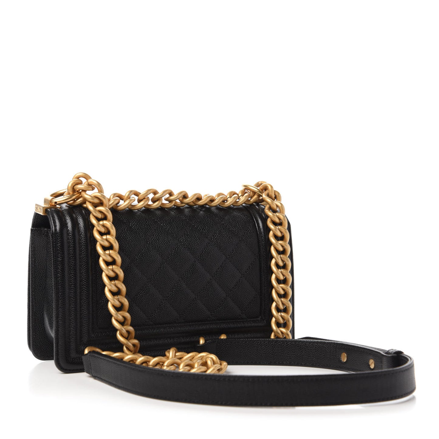 Caviar Quilted Small Boy Flap Black