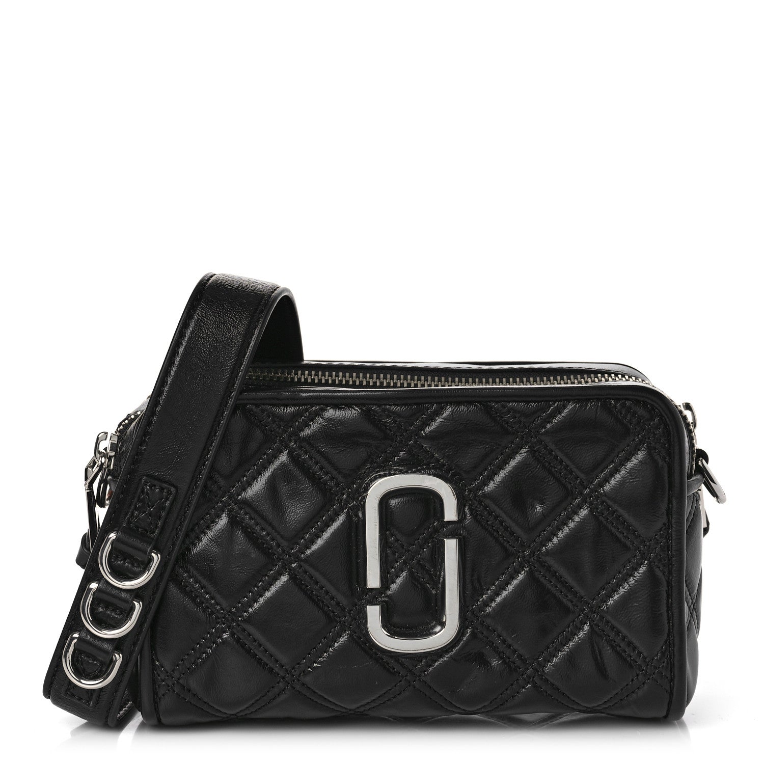 Marc Jacobs Natural Grain Calfskin Quilted The Softshot 21 Bag Black 1 of 9