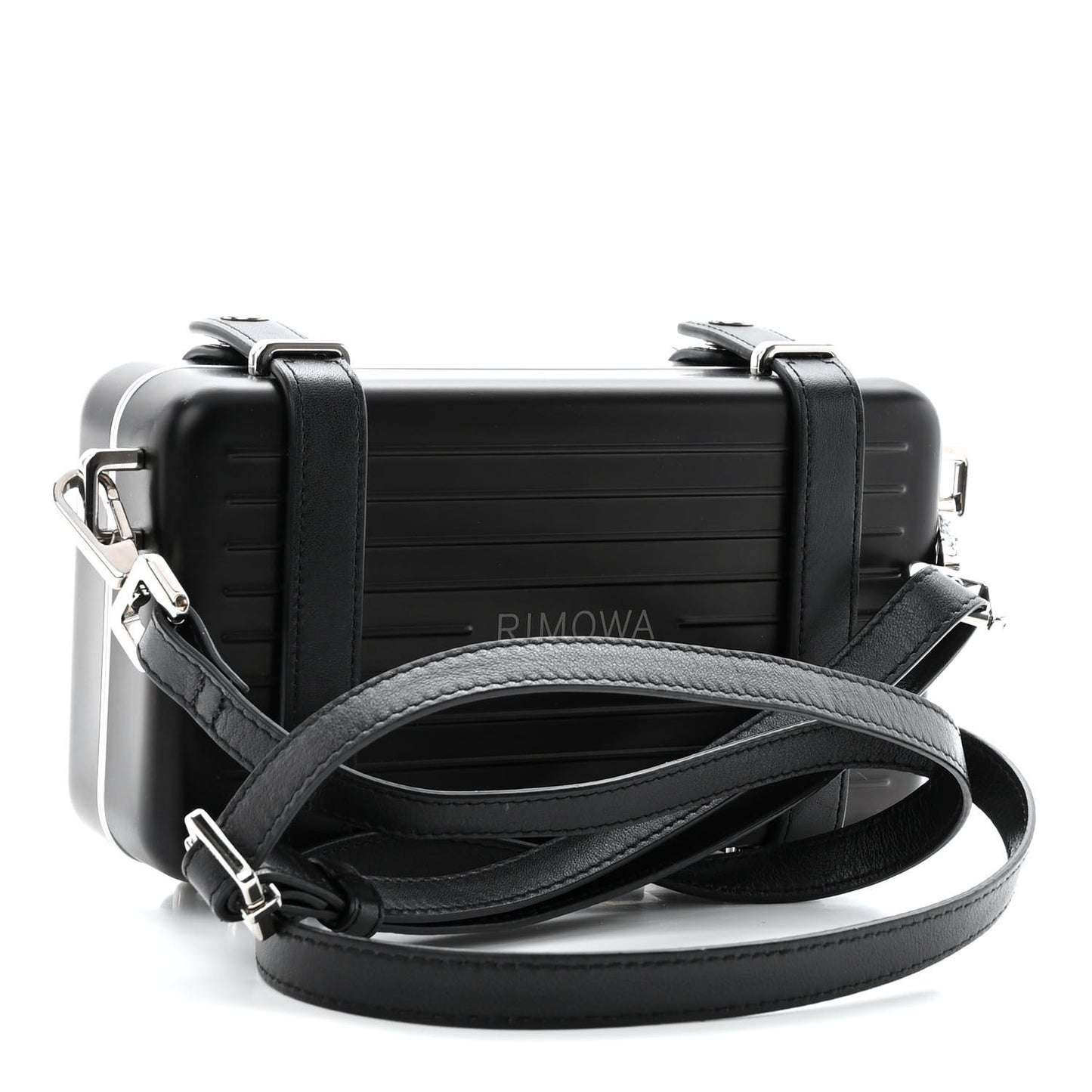 X RIMOWA Aluminum Personal Clutch On Strap Black
