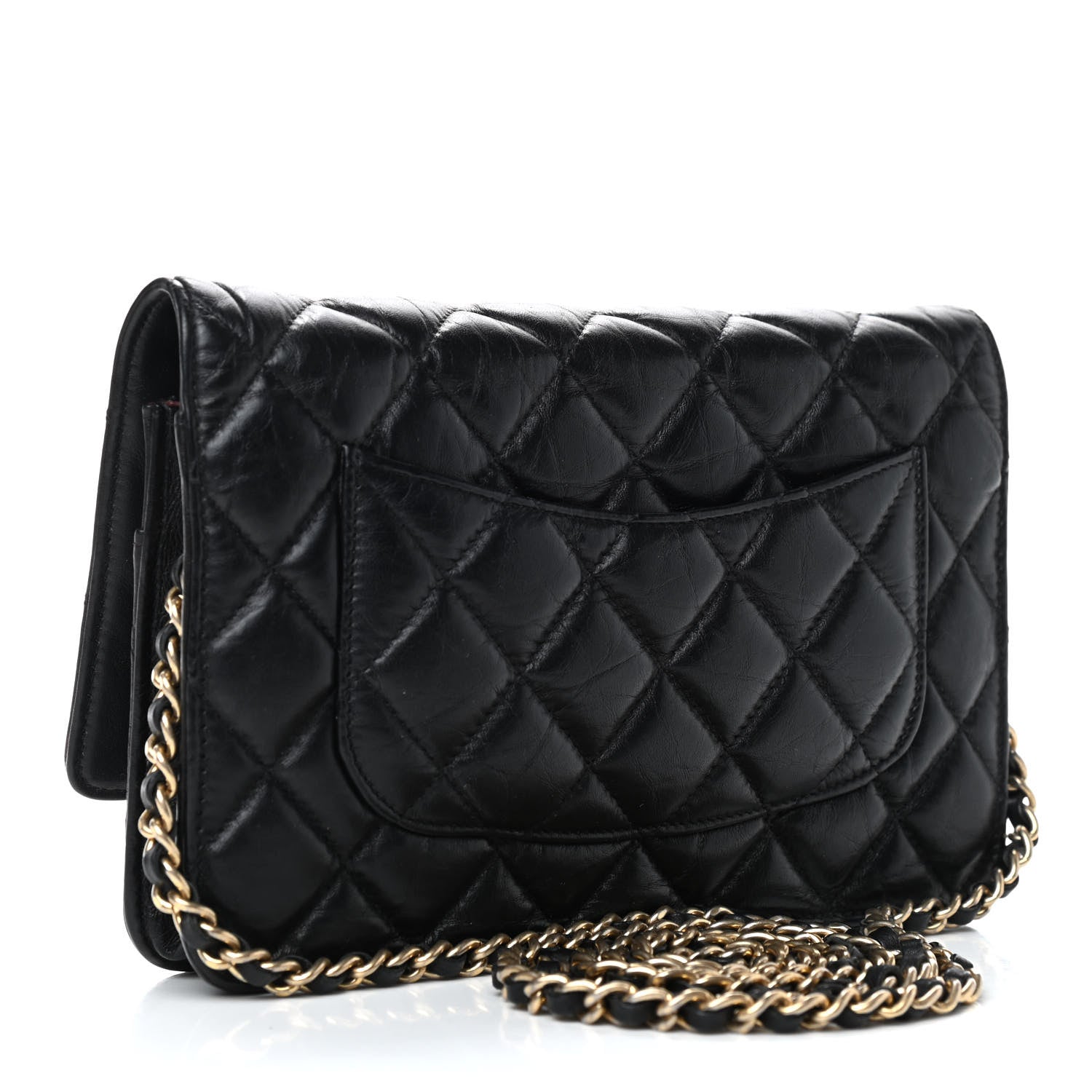 Chanel Aged Calfskin Quilted Reissue Wallet On Chain WOC Black 3 of 10