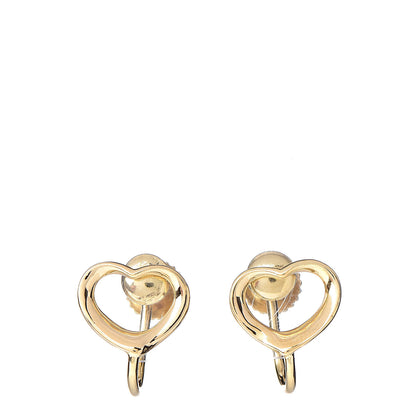 Tiffany 18K Yellow Gold Open Heart Screw Back Earrings 1 of 5