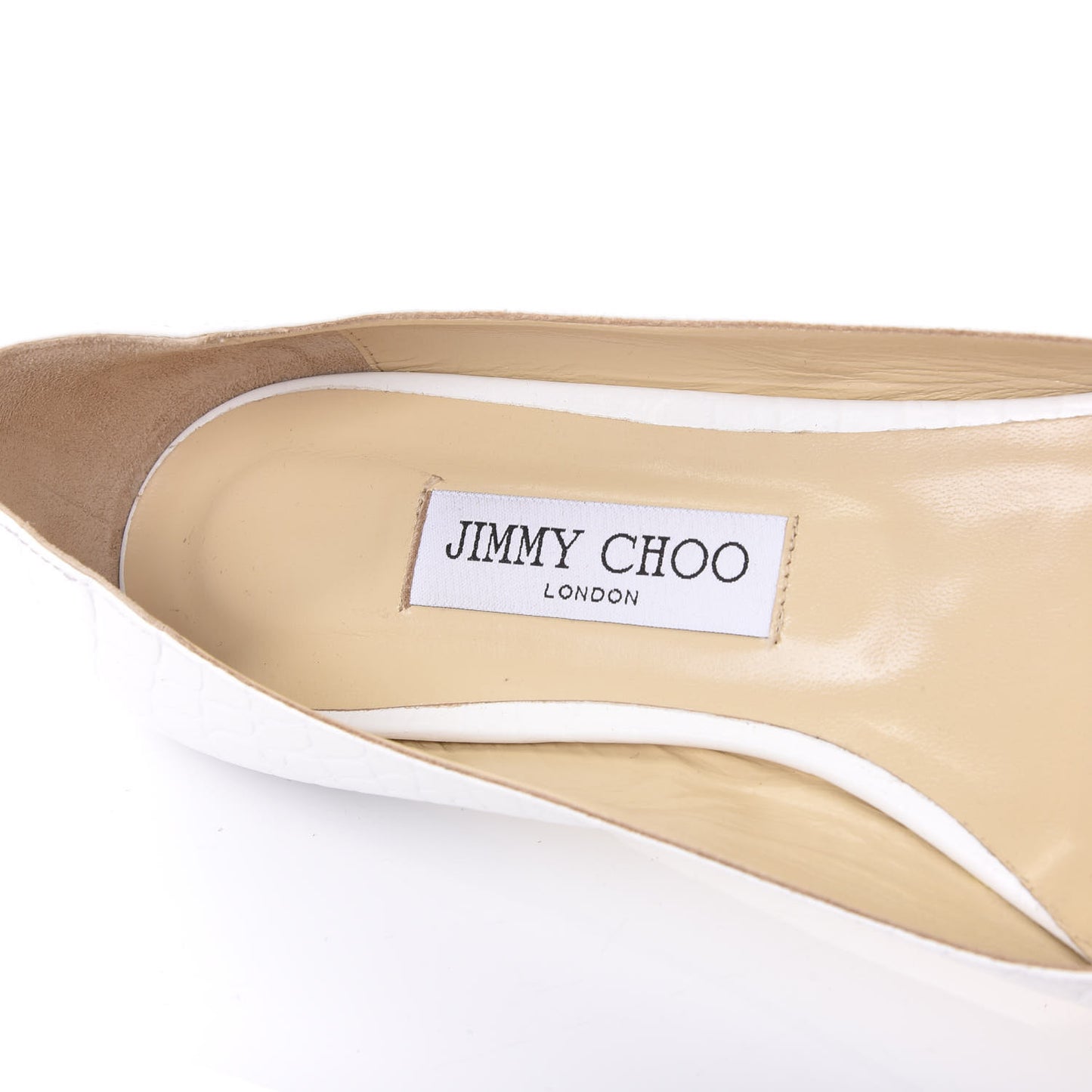 Calfskin Crocodile Embossed Love Flats 40 Latte