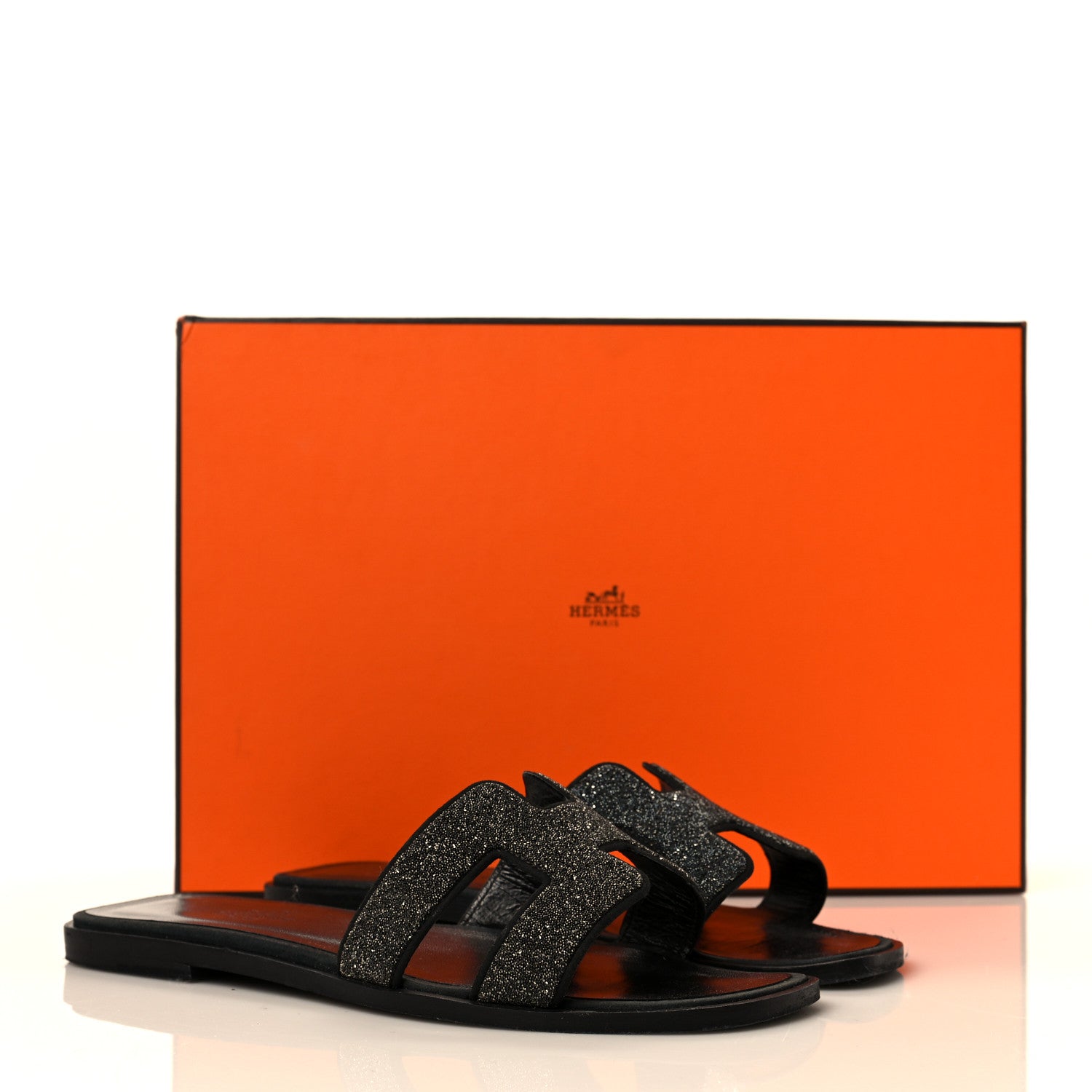 Hermes Suede Goatskin Crystal Powder Oran Sandals 35.5 Black 11 of 11