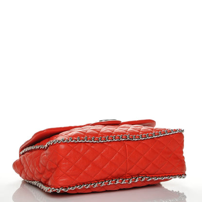 Chanel Washed Lambskin Quilted Maxi Chain Around Flap Red 4 of 7