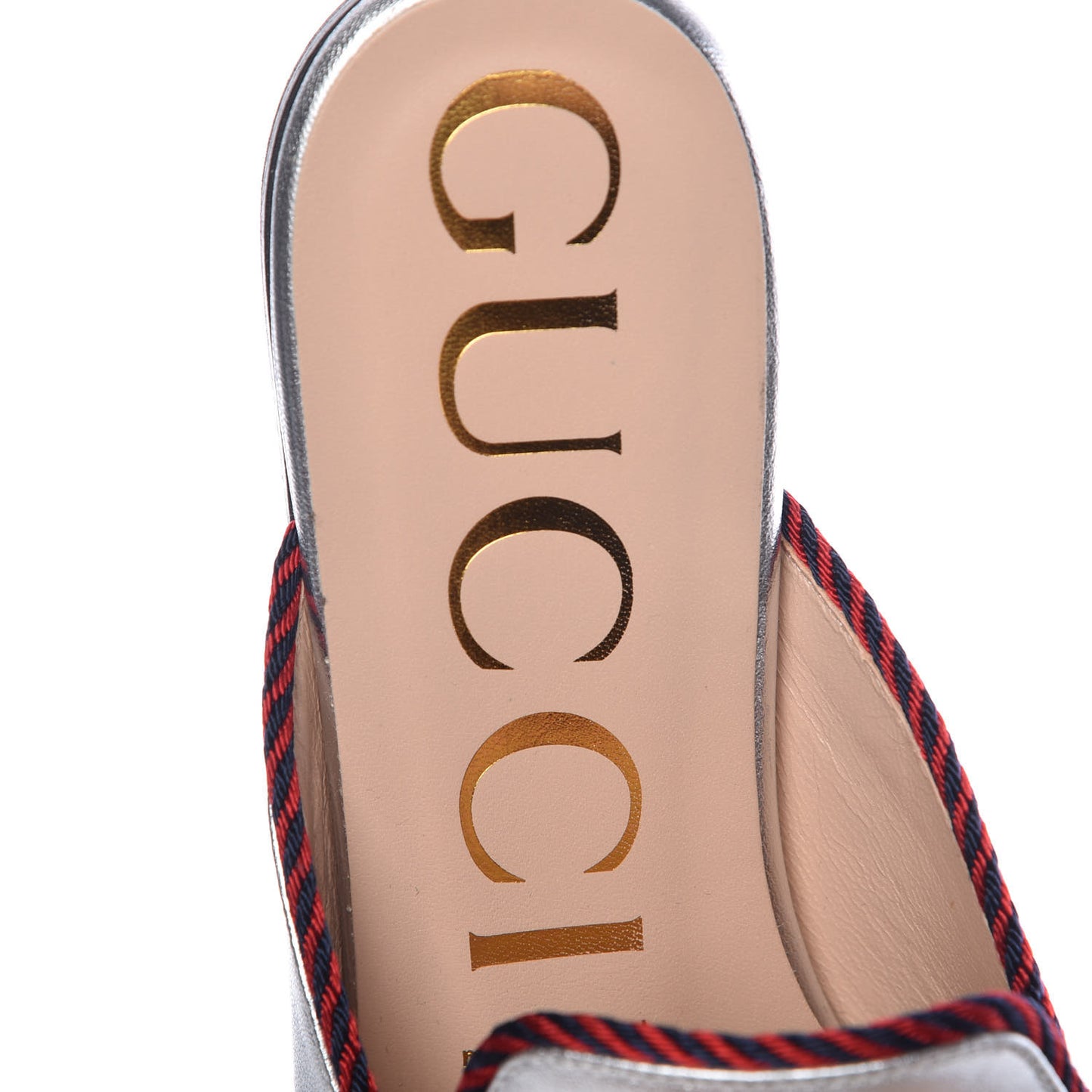 Metallic Calfskin Stylvie Bow Slippers 36.5 Silver