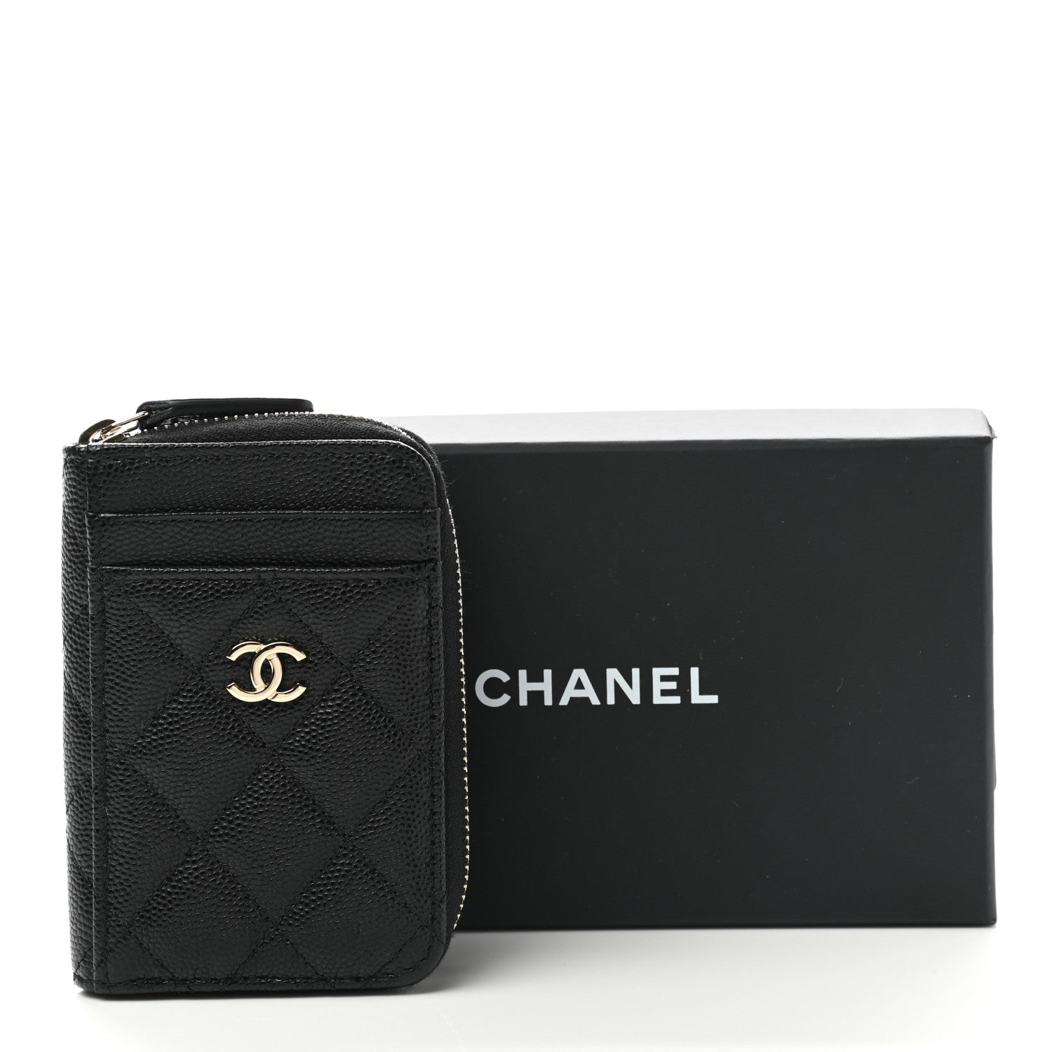 Chanel Caviar Quilted Zip Card Holder Black 5 of 8