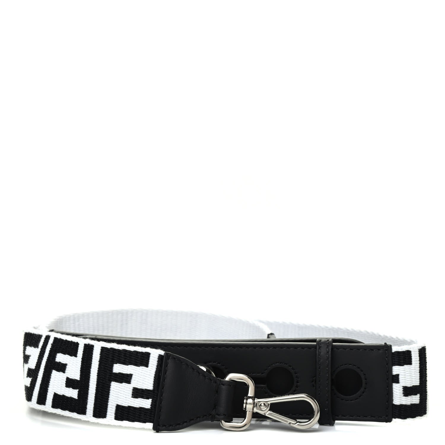 Fendi Fabric Calfskin FF Reloaded Strap You White Black 1 of 3