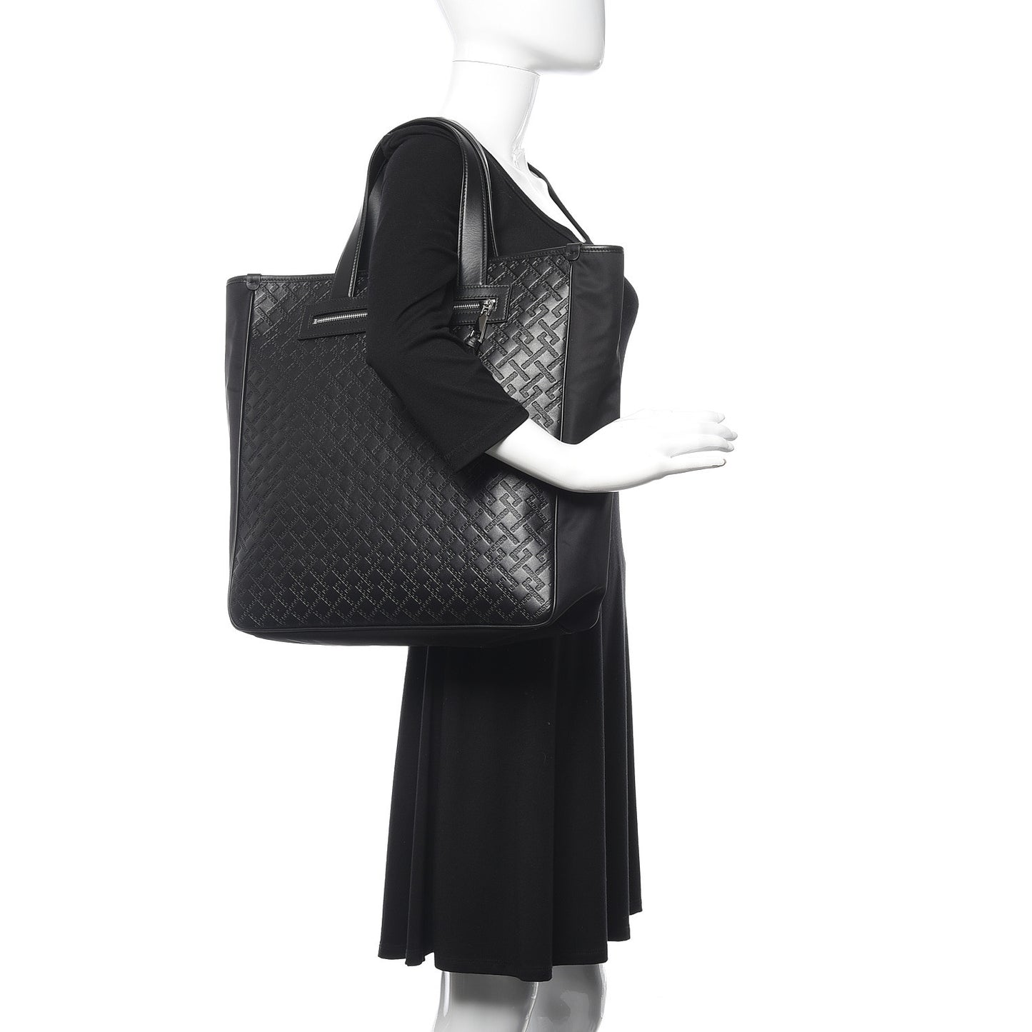 Calfskin Nylon Medusa Lifestyle Tote Black