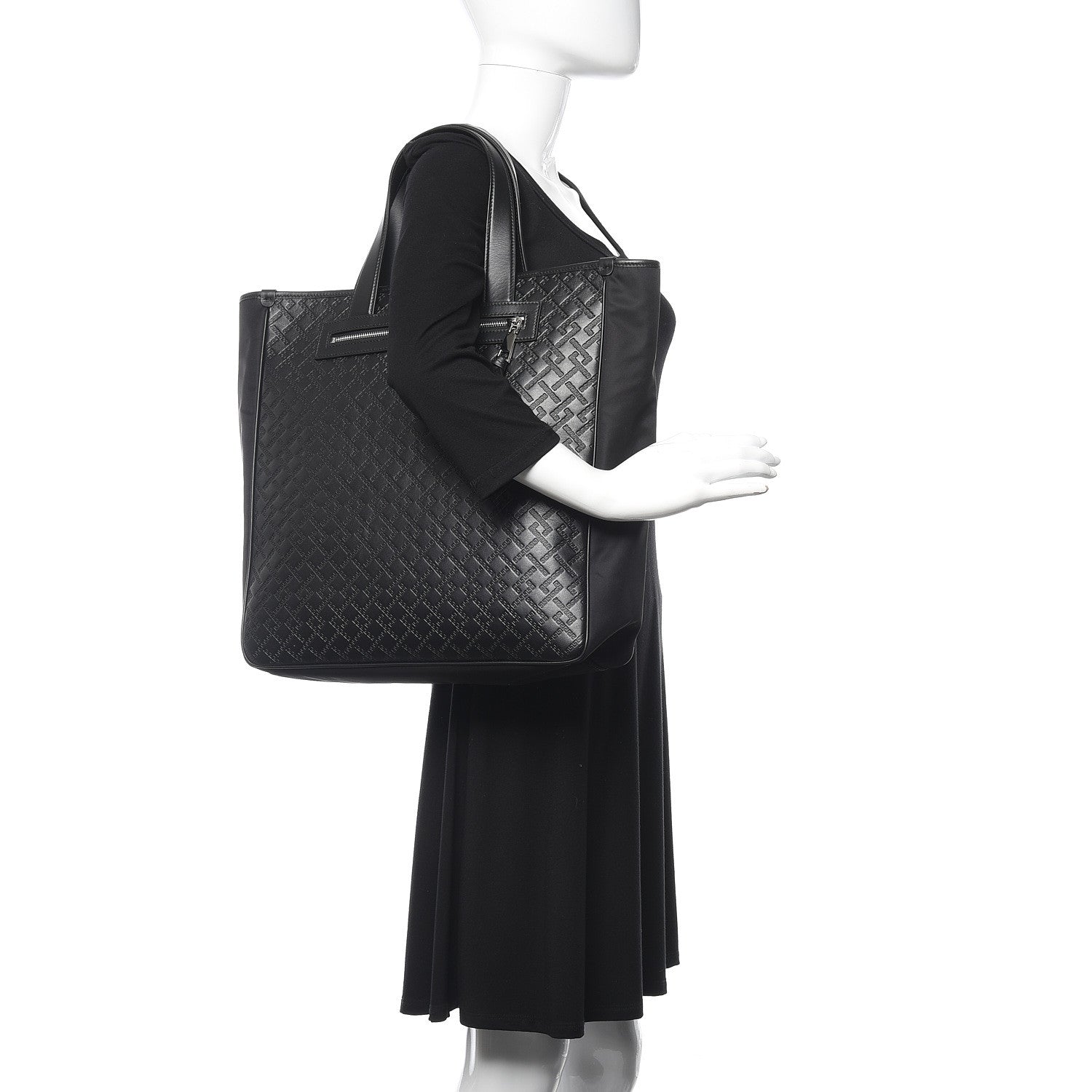 Versace Calfskin Nylon Medusa Lifestyle Tote Black 2 of 9