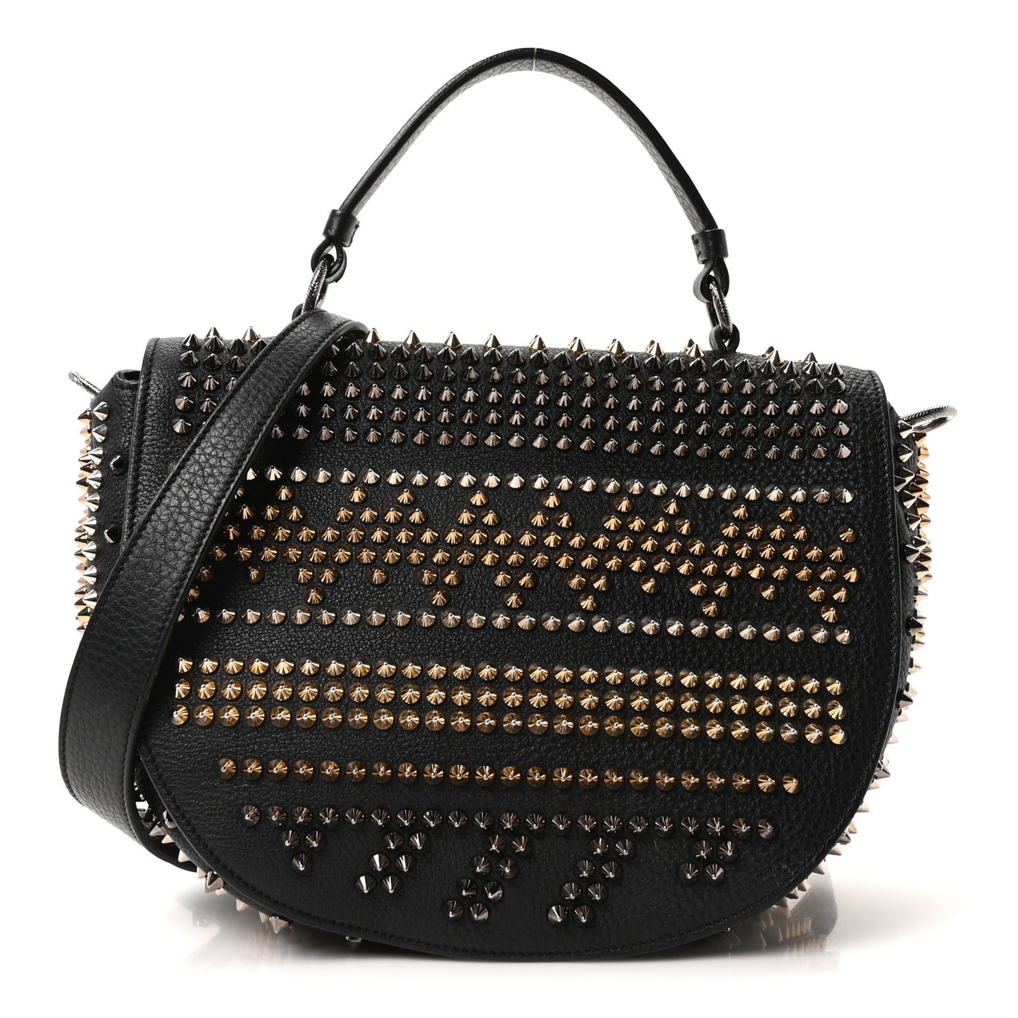 Calfskin Mix Chevron Spikes Panettone Messenger Black