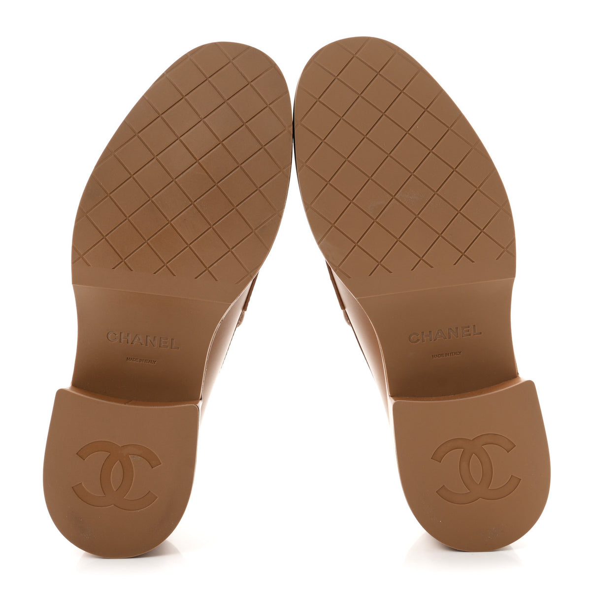 Calfskin CC Platform Loafers 38 Beige
