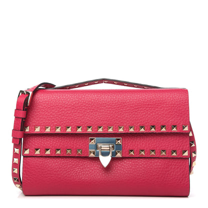 Valentino Garavani Pebbled Calfskin Rockstud Double Flap Crossbody Bag Blossom 1 of 11