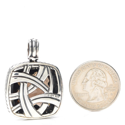 David Yurman Sterling Silver Diamond Smoky Quartz 20mm Albion Enhancer Pendant 2 of 3